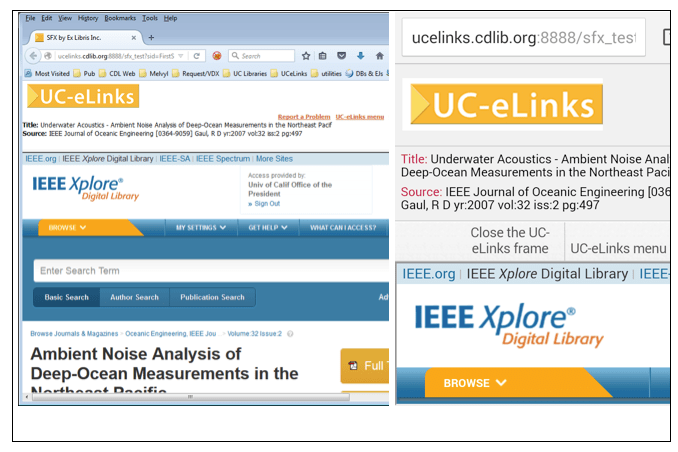 Screenshot of UC-eLinks banner in a frame