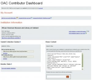OAC Contributor Dashboard Screen Shot