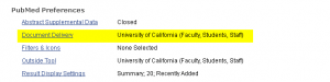 PubMed Document Delivery Prefernces