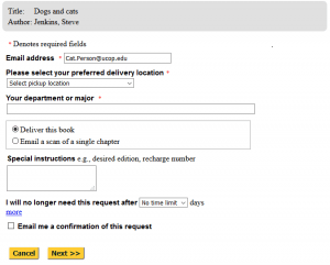 Request form, whole book