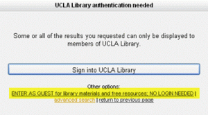 Enter as guest link on authentication window