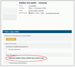 HathiTrust Limited View label in Melvyl