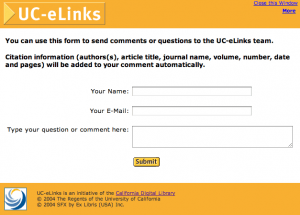 UC-eLinks report a problem form