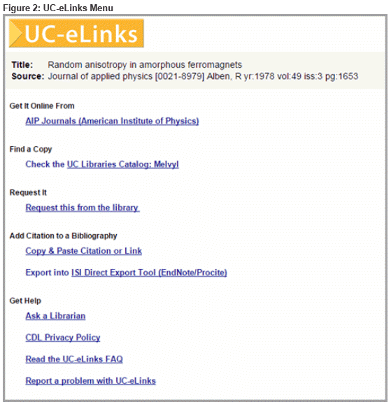 Getting Started With Uc Elinks California Digital Library