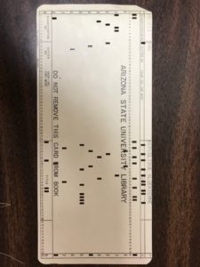 ASU library punch card (front)