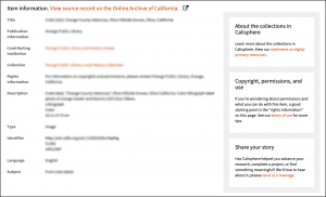 Example metadata record with new context panels.