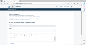 CDL Helpline Submit a Ticket page view