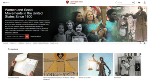 Image of database homepage for Women and Social Movements in the United States